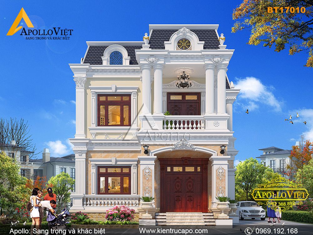 Cận cảnh mẫu Biệt thự 2 tầng 3 phòng ngủ ấn tượng BT17010